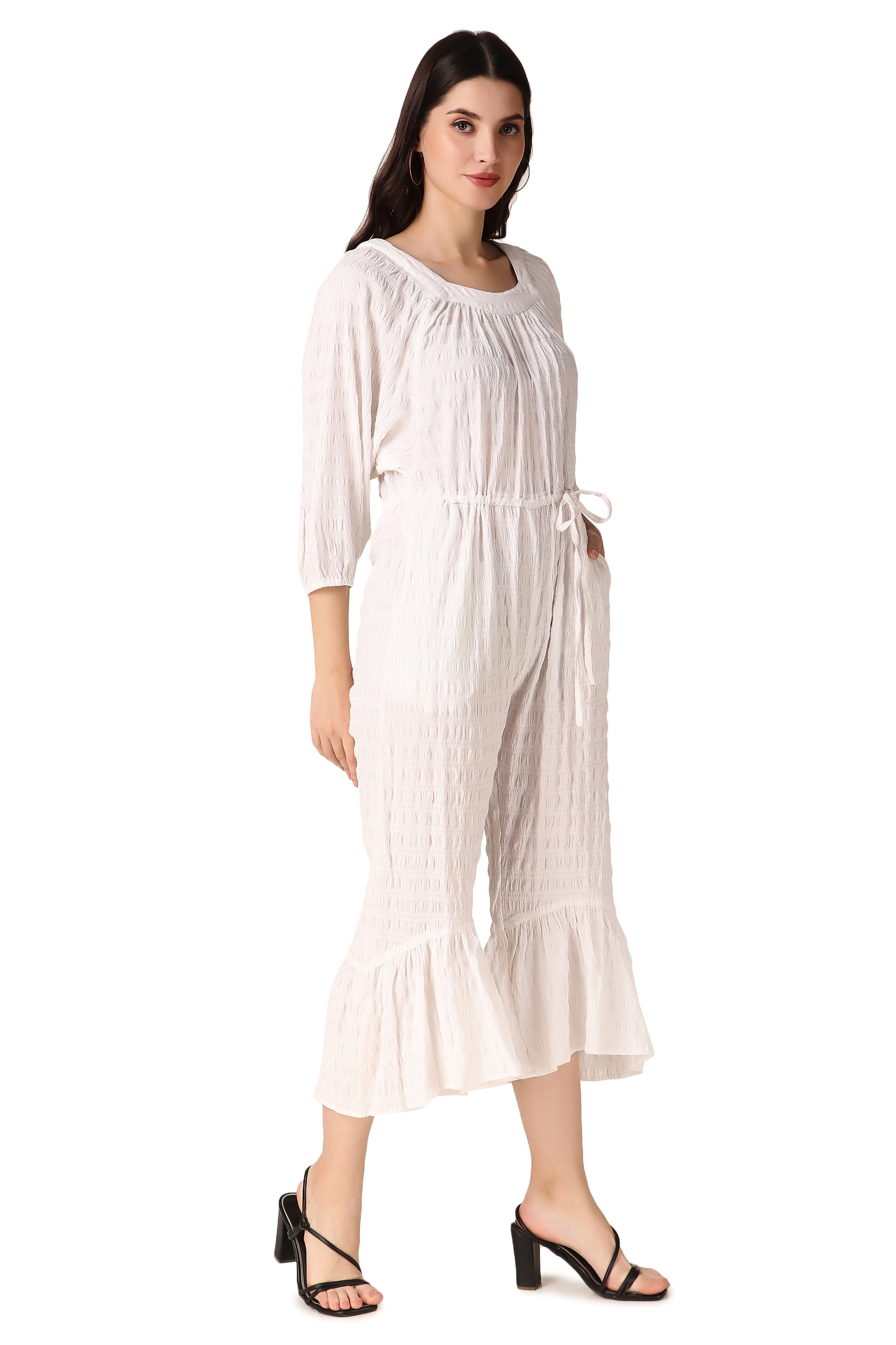 Textured White Jumpsuit