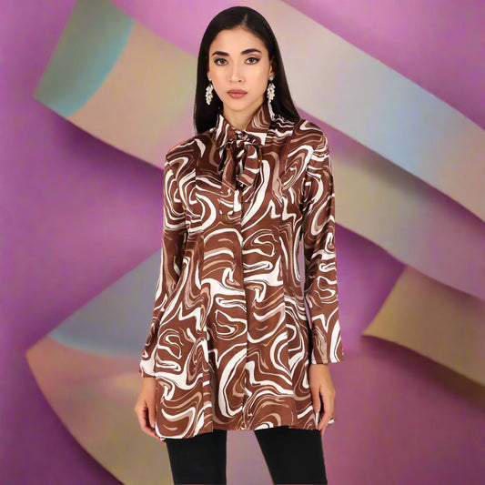 Women's satin Top-marble print