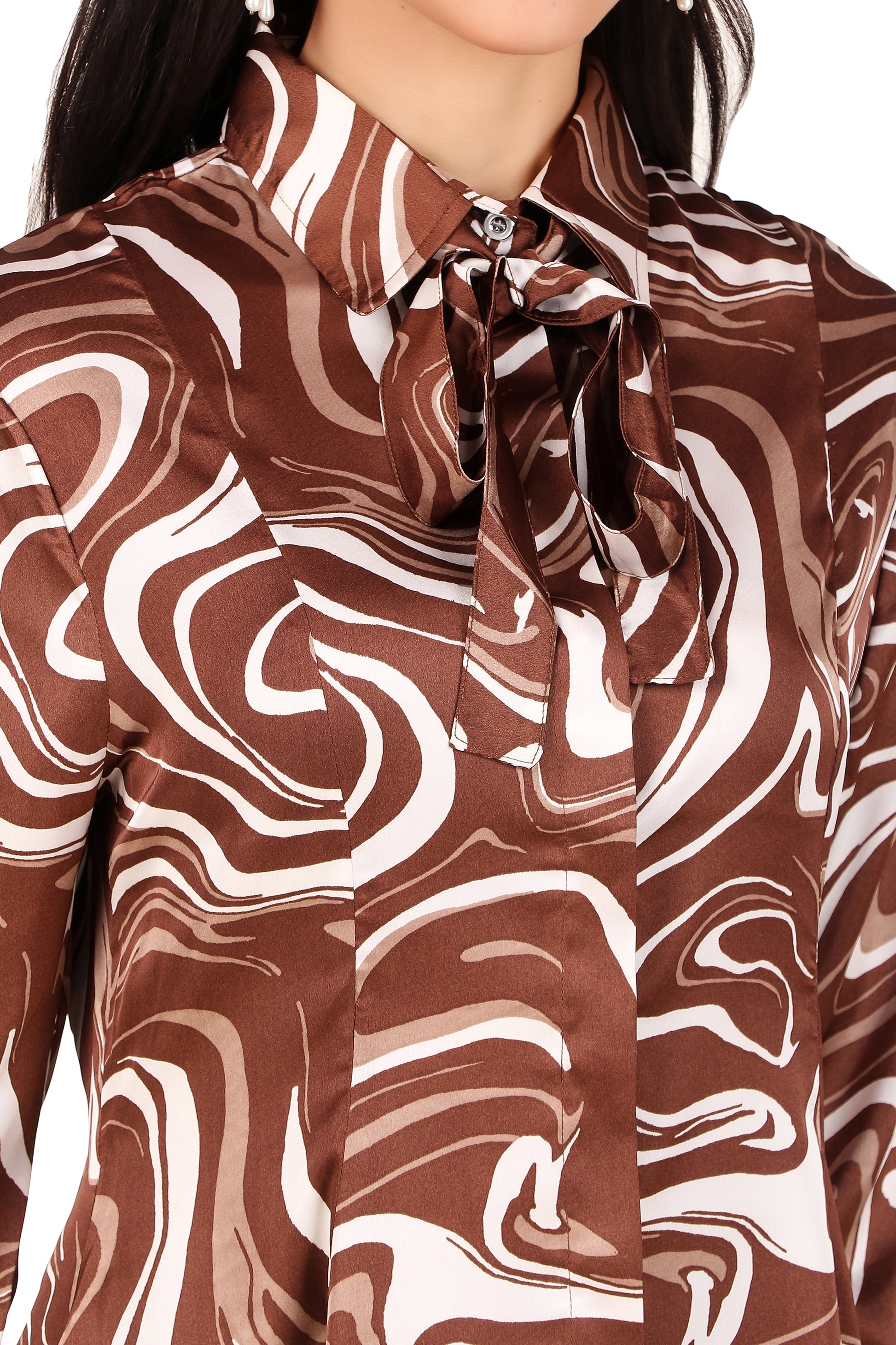 Women's satin Top-marble print