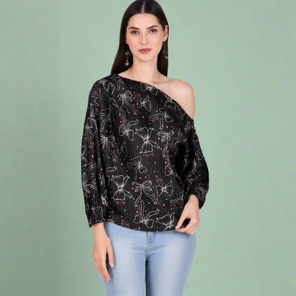 black one shoulder top