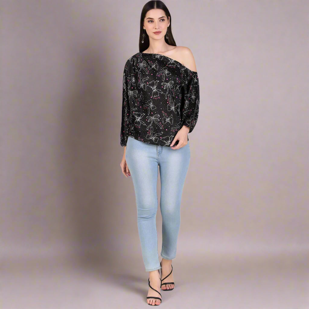 black one shoulder top
