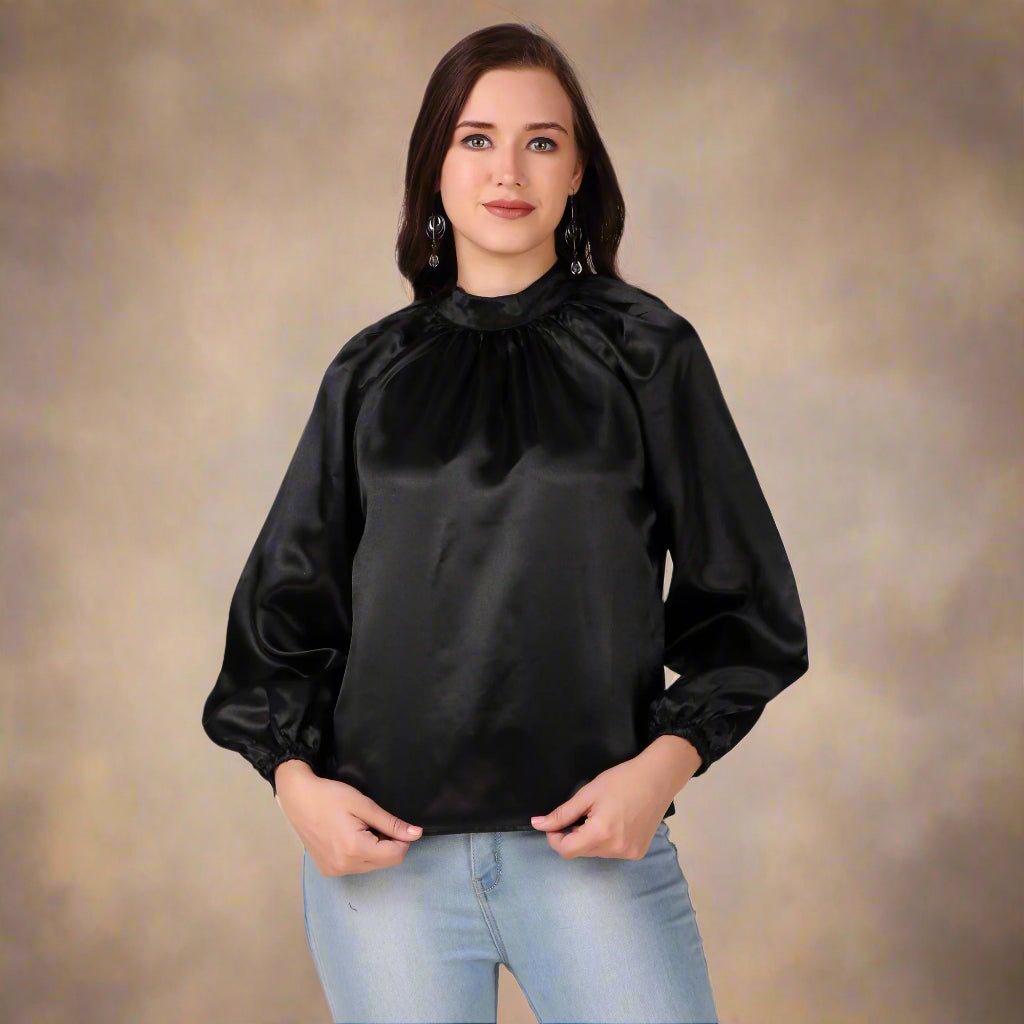 black satin top