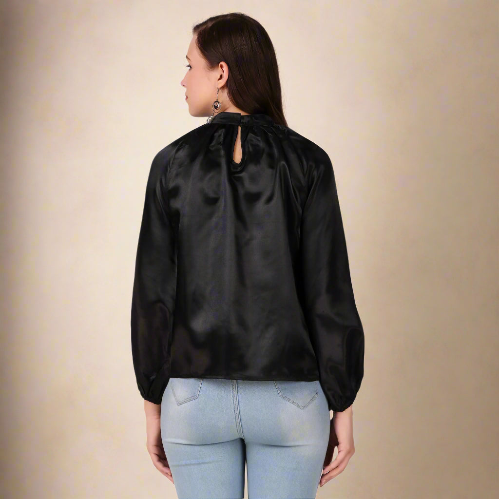 black satin top