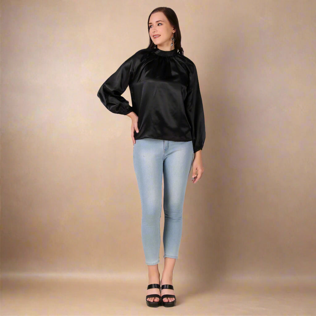 black full sleeves women top