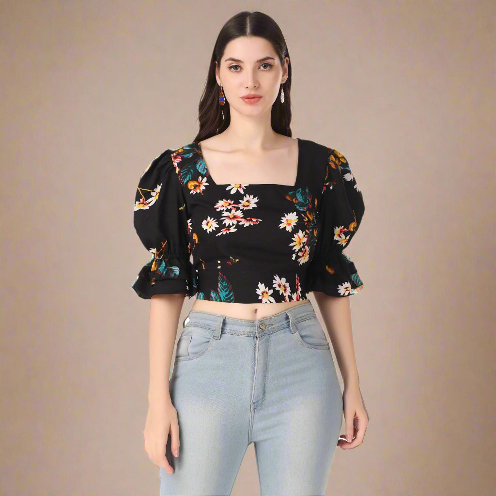 black top puff sleeves
