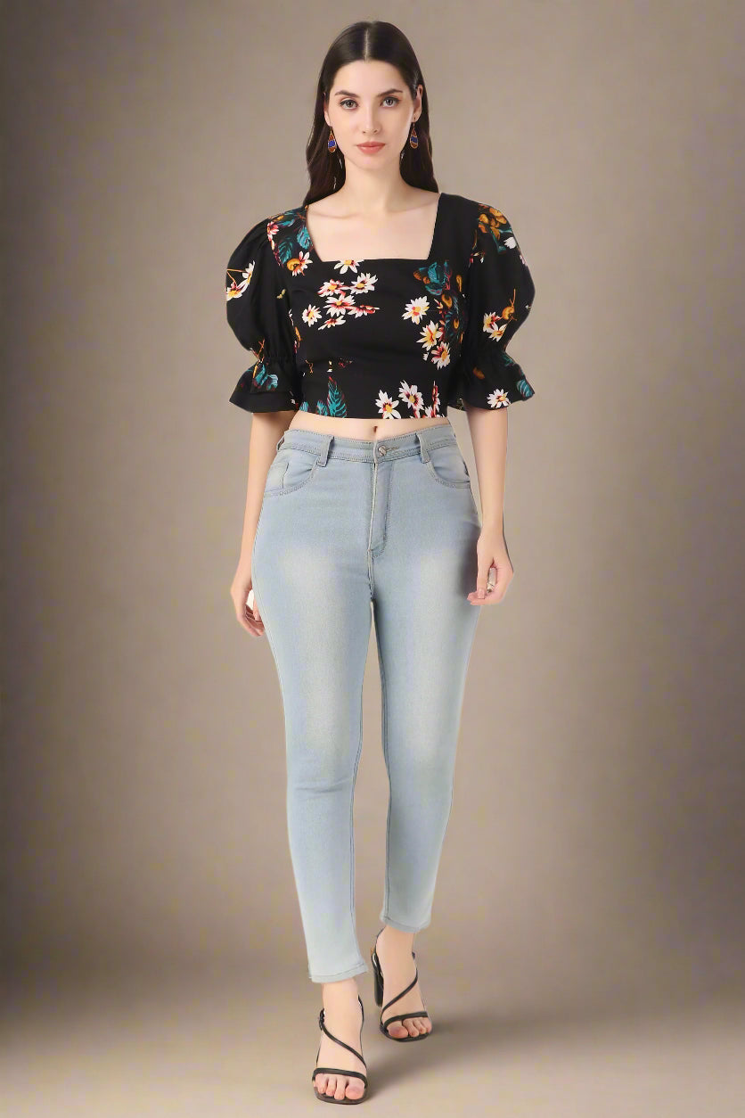 black top puff sleeves
