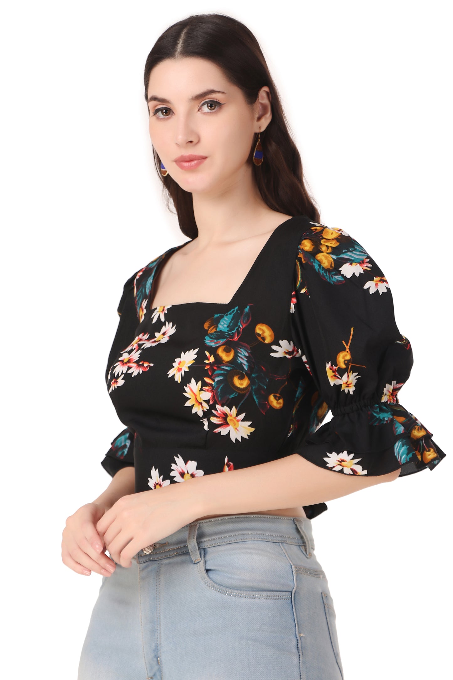 black top puff sleeves
