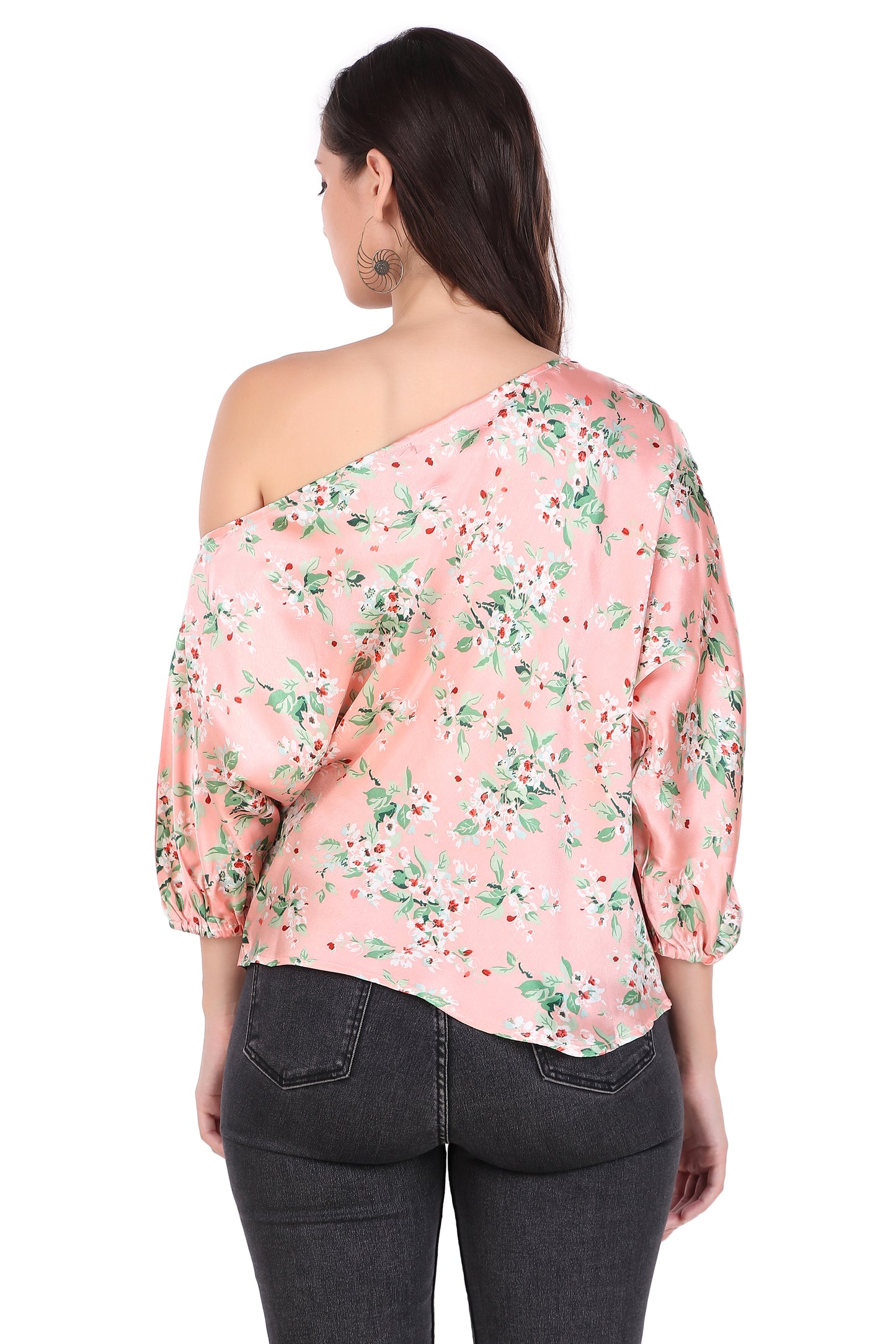 floral one-shoulder top side
