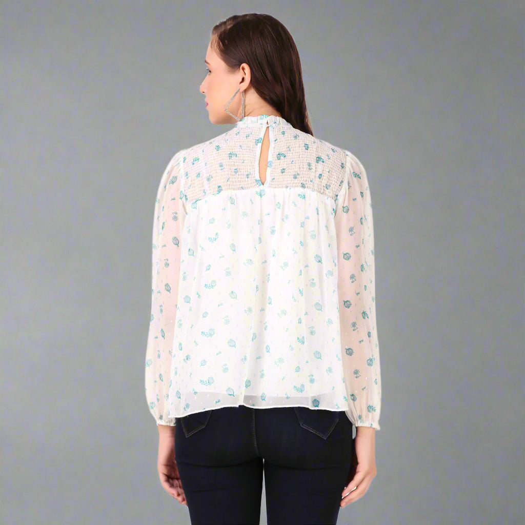 full sleeves georgette tops back