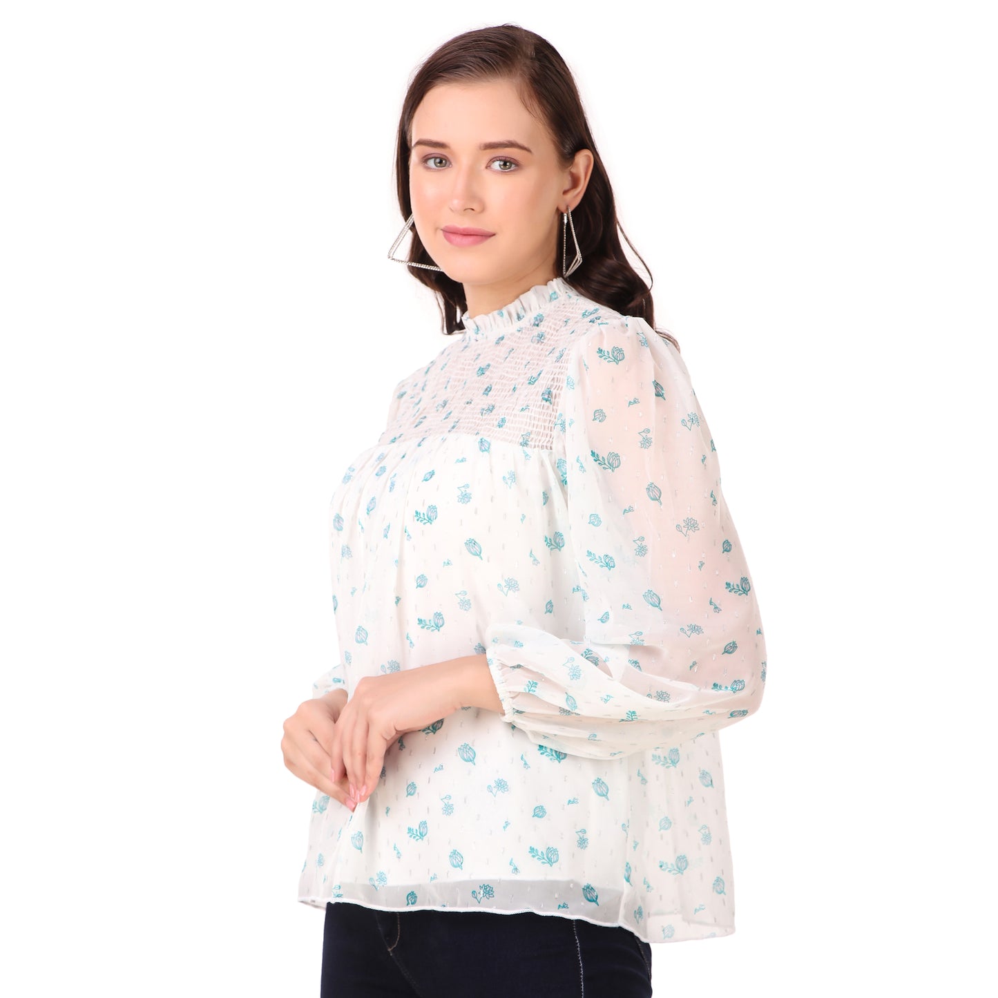 full sleeves georgette tops side