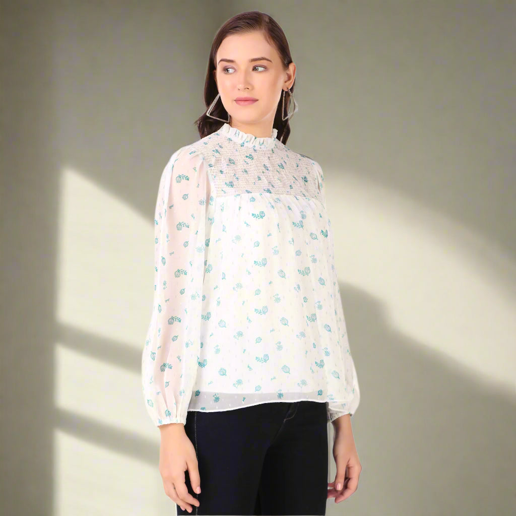 full sleeves georgette tops side