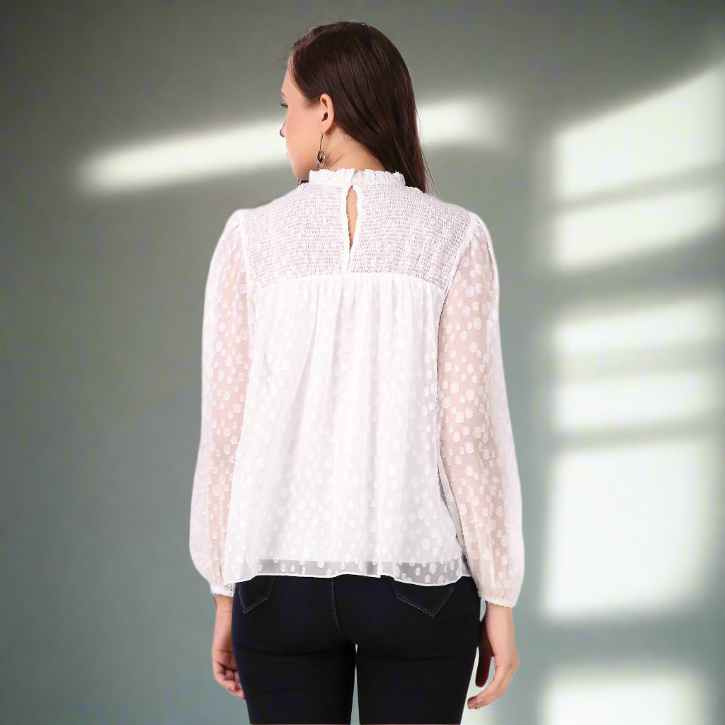 georgette white top back