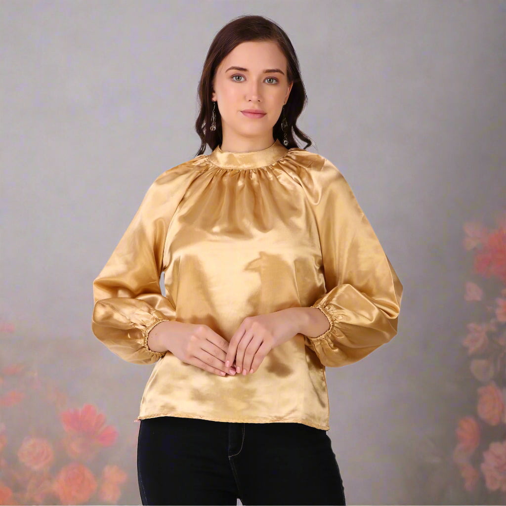 golden full sleeves women top