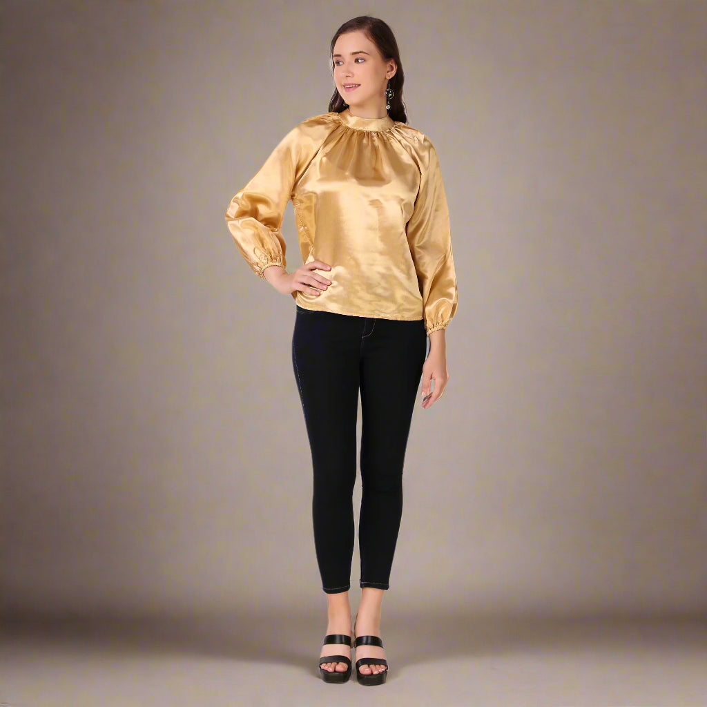 golden full sleeves women top