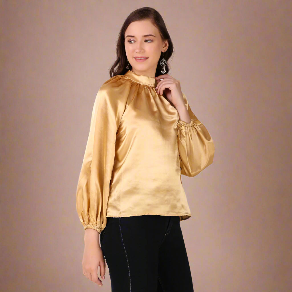 golden full sleeves women top