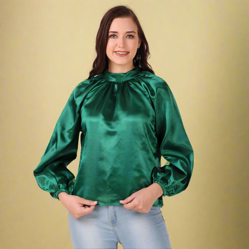 green full sleeves women top
