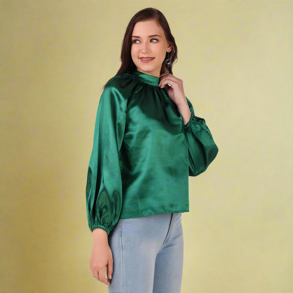 green full sleeves women top
