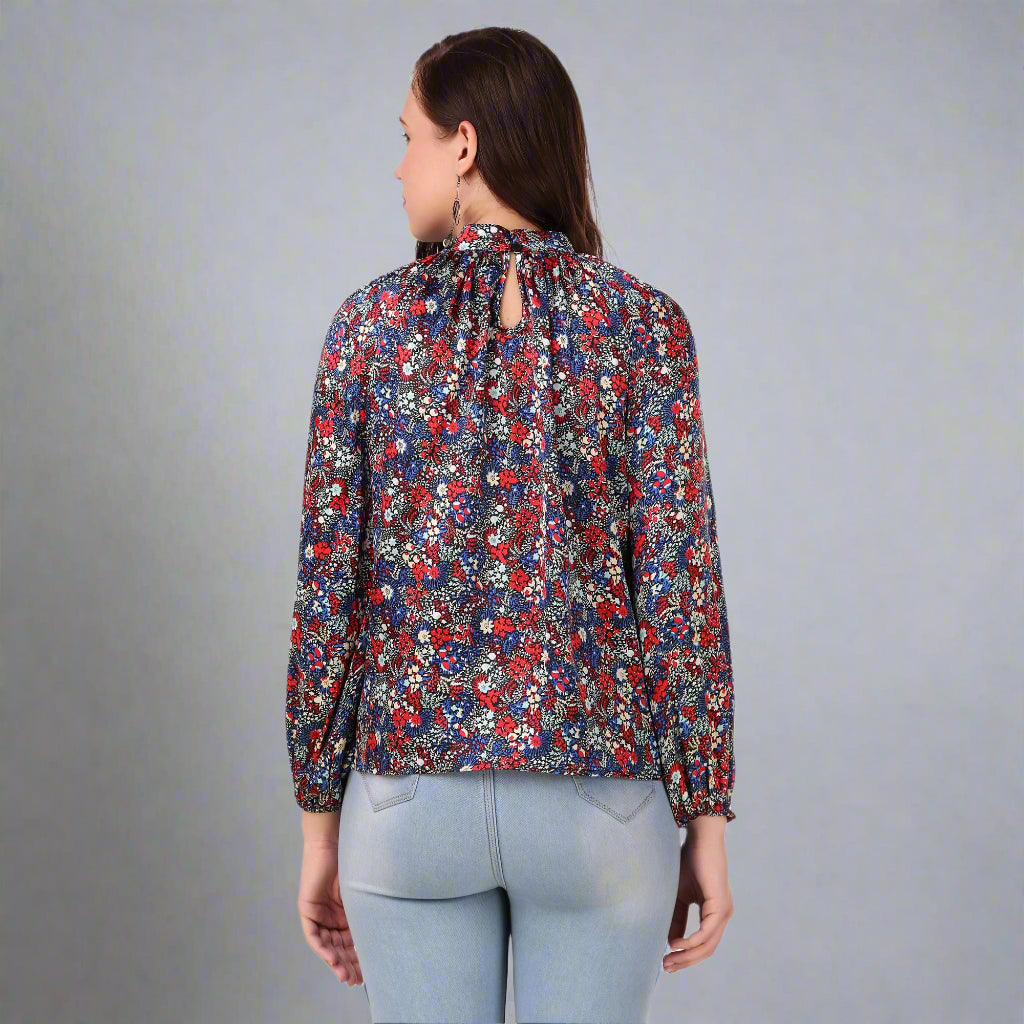 long sleeves satin top back