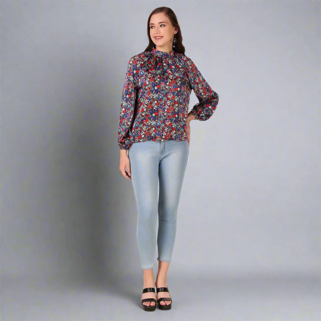 long sleeves satin top lifestyle