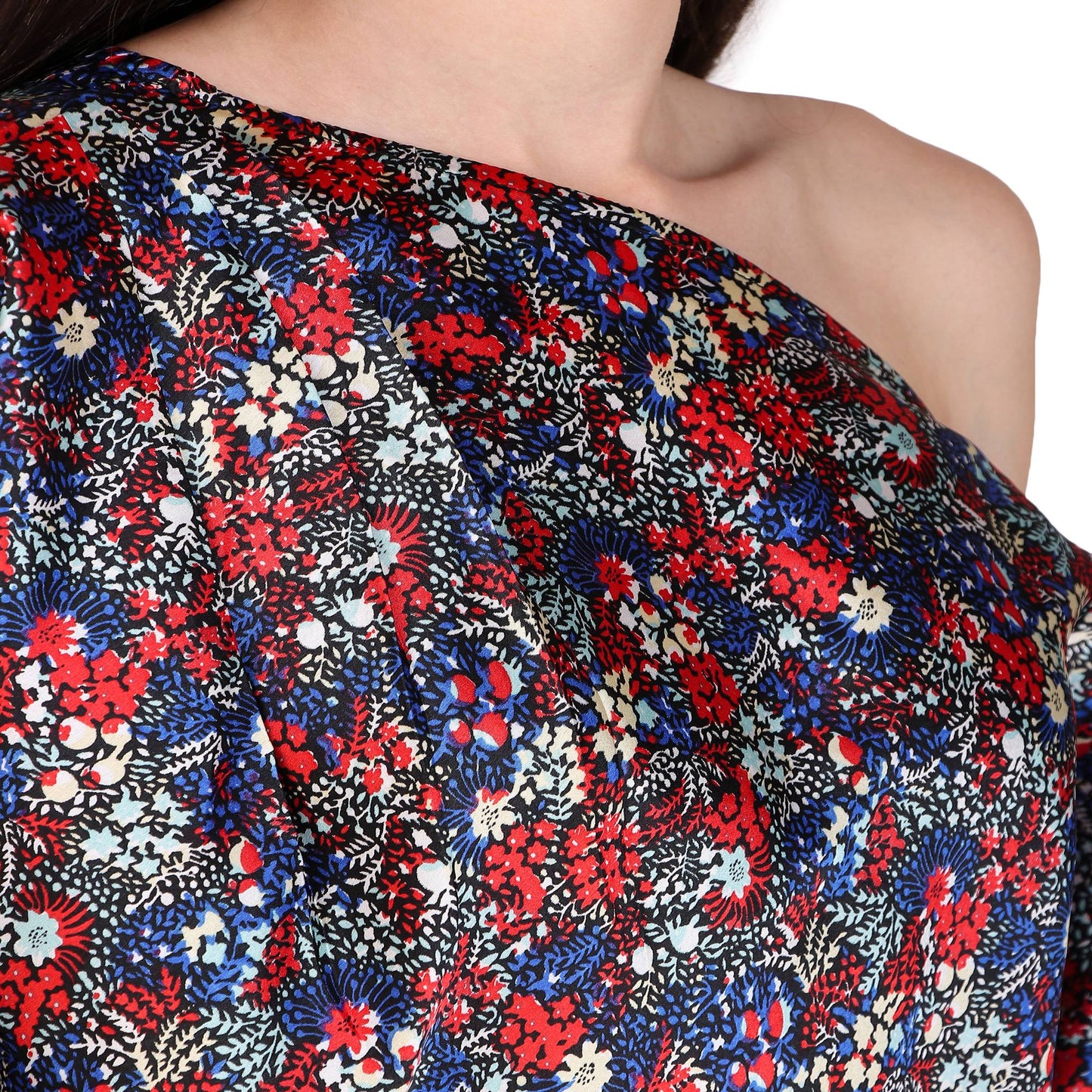 one shoulder floral print top