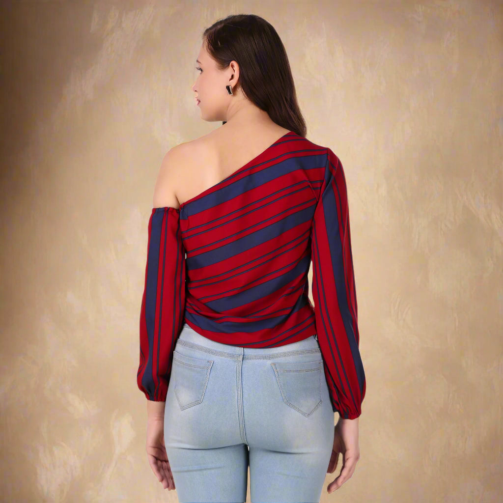 one shoulder tops for women back