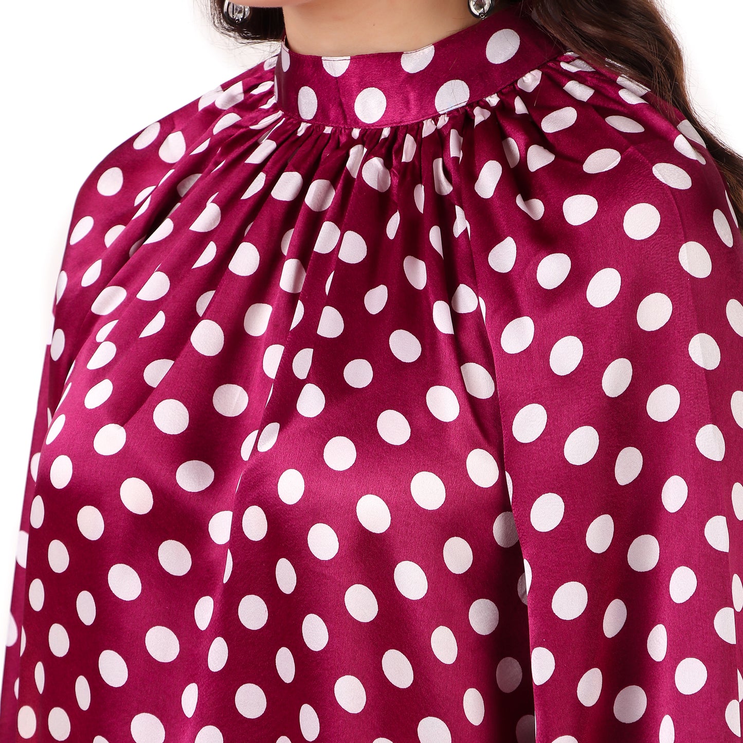 polka print full sleeves women top