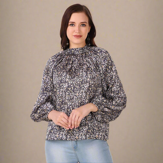 printed satin top