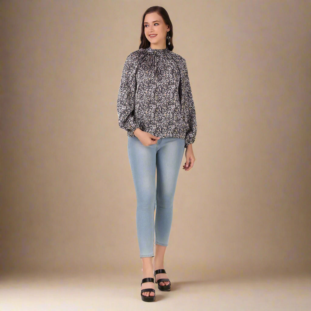 printed satin top lifestyle