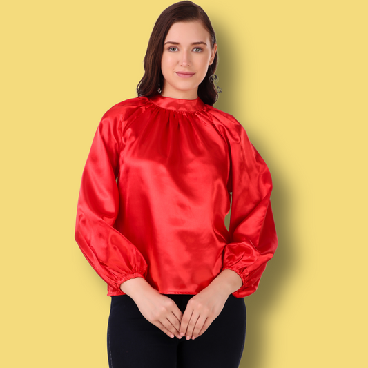 red full sleeves women top