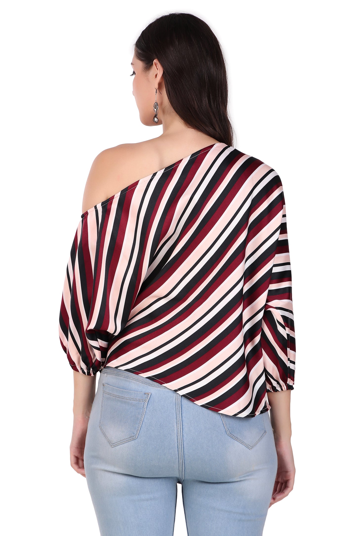 striped one-shoulder top
