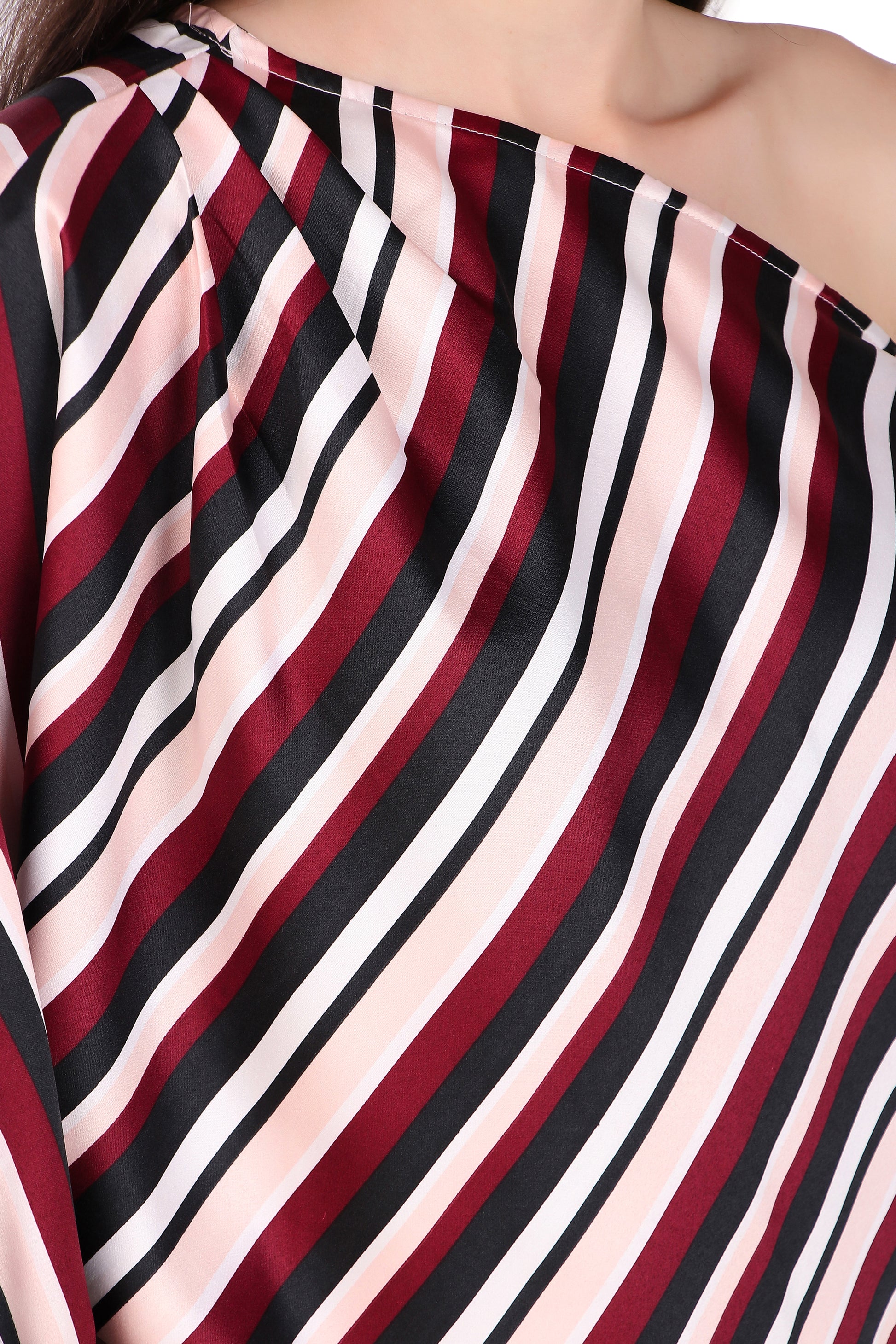 striped one-shoulder top
