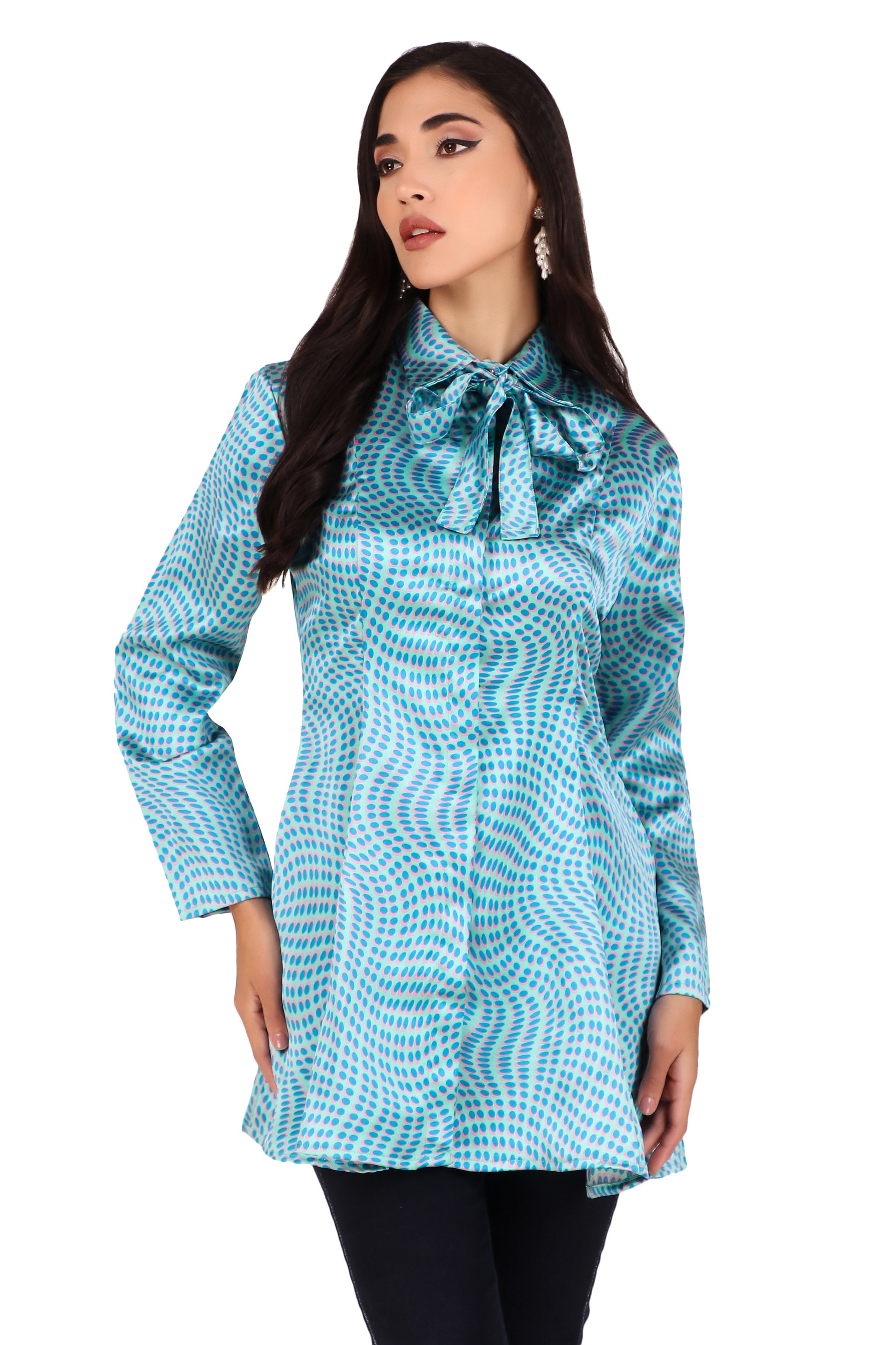 women Top with a bow tie collar