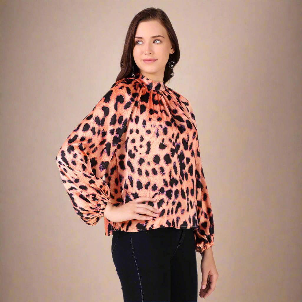 full sleeves women top animal print