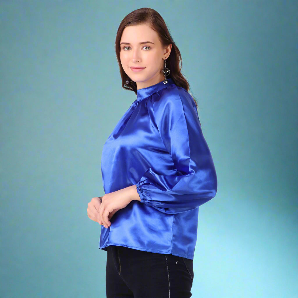 blue full sleeves women top