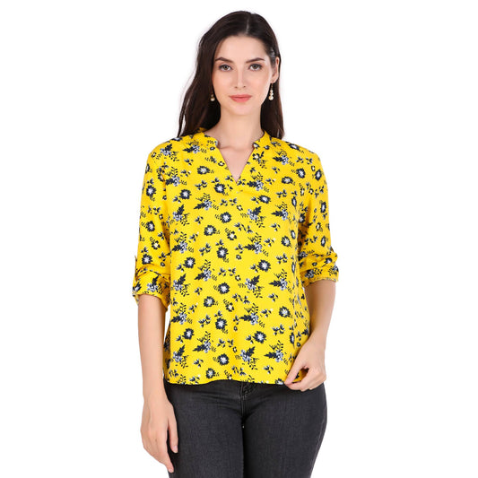 yellow floral printed top

